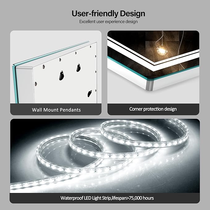 LED Bathroom Mirror 28x20 Inch