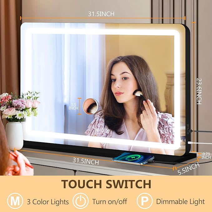 Ratsamee Vanity Mirror with Lights, Led Makeup Mirror, Lighted Makeup Mirror
