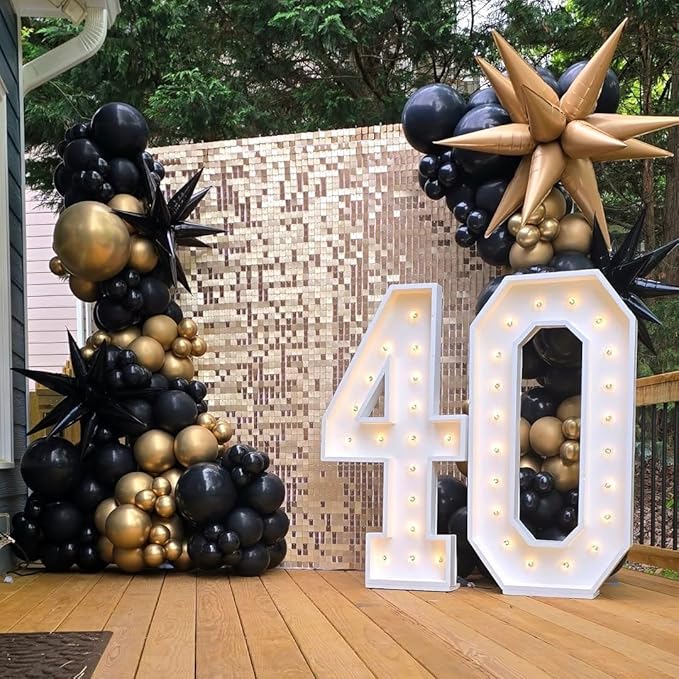 COKAOBE Champagne Gold Sequin Wall Backdrop 24PCS Square Sequin Backdrop