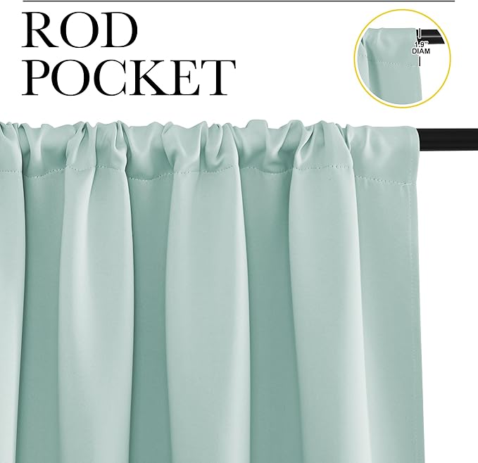 NICETOWN Bedroom Curtains Blackout Draperies, Aqua Blue, 1 Pair, 34-inch W x