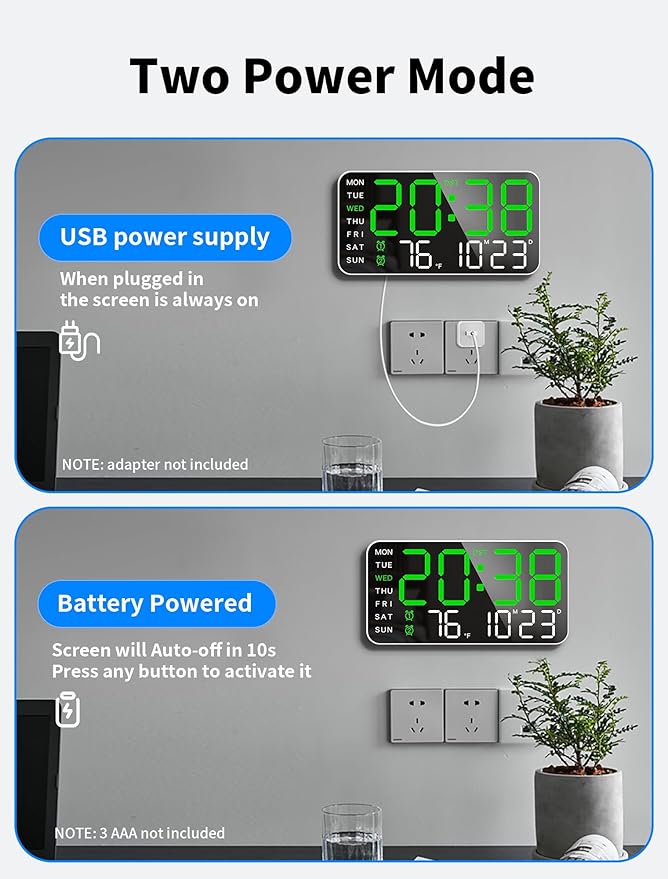MASHI 8.4''Large Digital Wall Clock, Led Alarm Clock