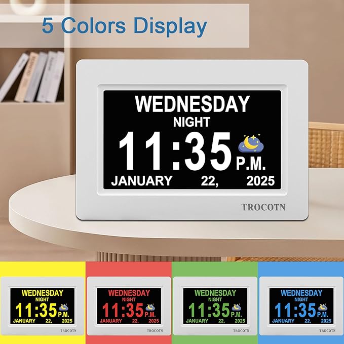 TROCOTN Dementia Clocks, Large Display Calendar Alarm Clock