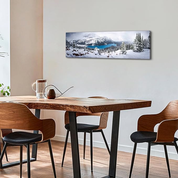 Snow Mountain Canvas Wall Art White Clouds Misty Forest Landscape Prints