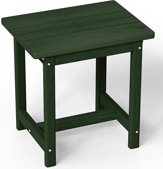 Outdoor Side Table â 17" HDPE Adirondack Side Tables, Sturdy Small Outdoor Porch Tables, Weather-Resistant & Easy Assembly Patio End Table for Garden, Balcony, Porch & Poolside (Green)