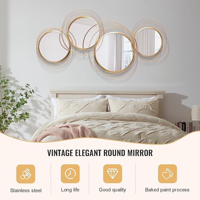 Large Decorative Wall Mirror, Modern Gold Wall Art Mirrors