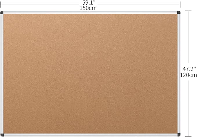 VIZ-PRO Large Cork Bulletin Board, 60 X 48 Inches, Wall-Mounted Corkboard