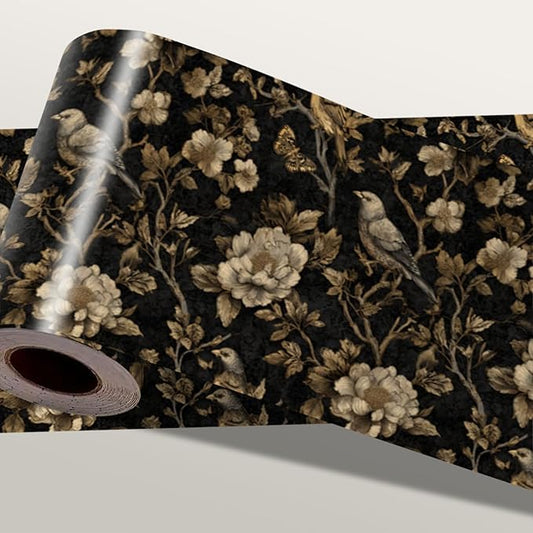 Brown Floral Wall Border 196x4 Inch Peel and Stick Vintage Botanical Wallpaper