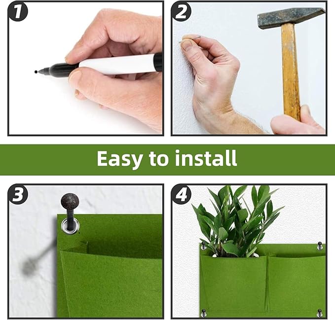 LITLANDSTAR 18 Pockets Hanging Grow Bags, 2 Pack Horizontal Wall Planter Plant