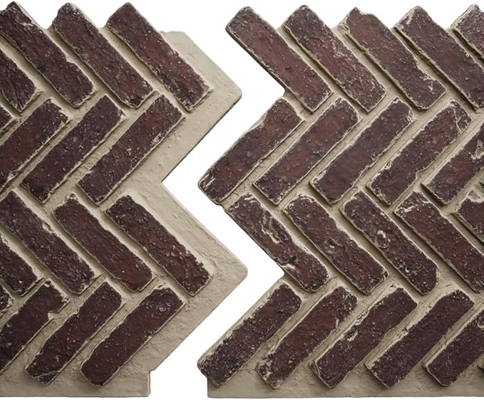 EverStone Herringbone Faux Brick Panel, 46 1/2"W x 25 1/4"H x 1"D, Merlot Color
