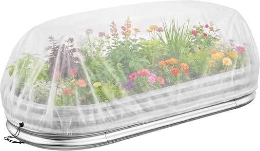 DECOHS Garden Raised Bed Plant Shade Cloth, Non-Woven Raised Bed Sunshade Cover with Drawstring, White Fabric Pest Barrier Screen for 4Ã2Ã1FT Garden Beds Vegetable Flower Protection Reduce Sun Burn