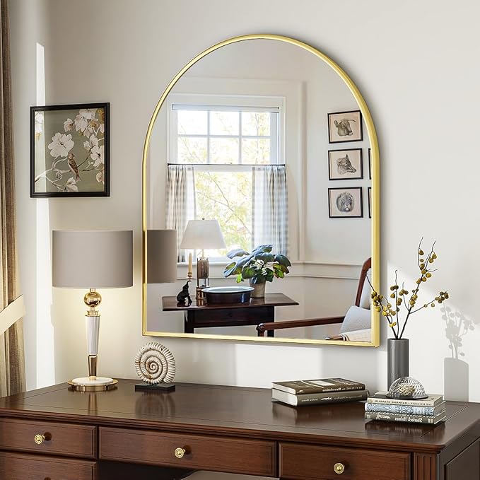 VooBang Arched Wall Mirror, 26 x 28 inch Arch Bathroom Mirror, Wall Mounted
