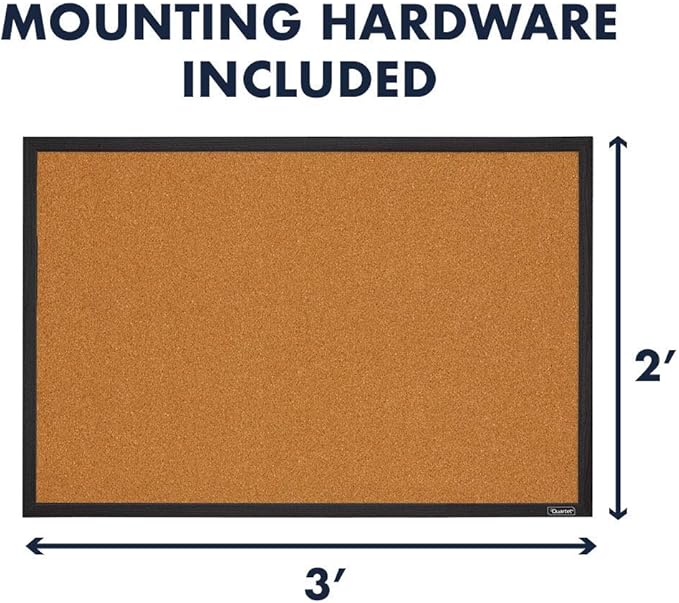 Quartet Cork Bulletin Board, Framed Corkboard, Message Board, Vision Board