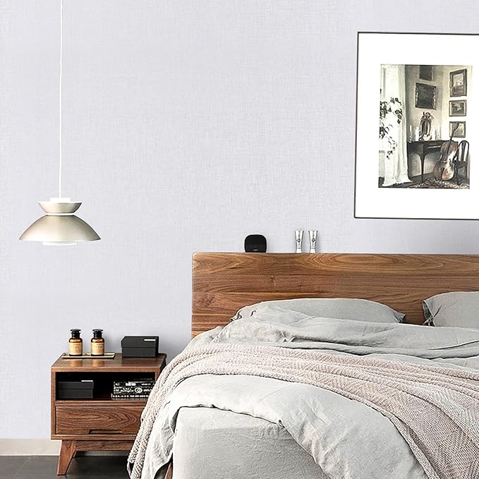 White Wallpaper Grasscloth Peel and Stick Wallpaper 15.7"x 118" Fabric Contact