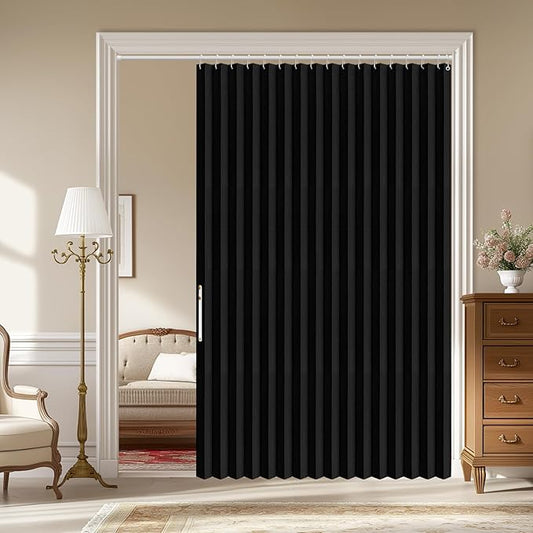 AJAZZ 100% Blackout Accordion Door Closet Curtain Door Curtain Invisible