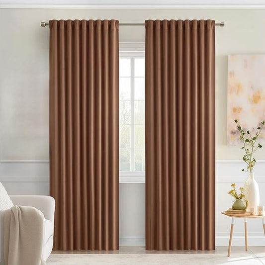 MIULEE Back Tab Blackout Curtains 90 Inch Long 2 Panels Set