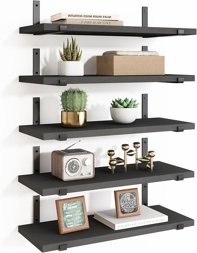 Fixwal Wall Shelves, Width 4.7 Inches Black Floating Shelves
