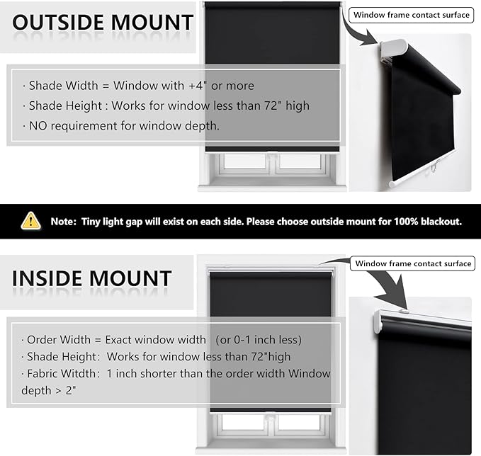 AOSKY Cordless Roller Shades Blackout Blinds