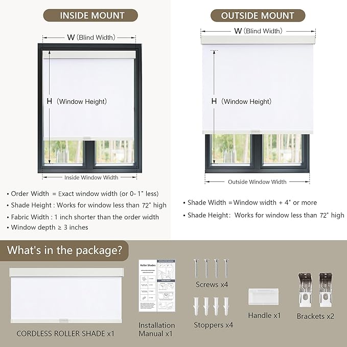 SUNOFF Cordless Blackout Roller Shades Blinds