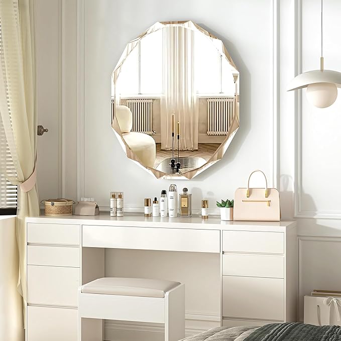 Bathroom Mirrors for Over Sink, Round Frameless Mirrors for Wall, 24x30 Inch