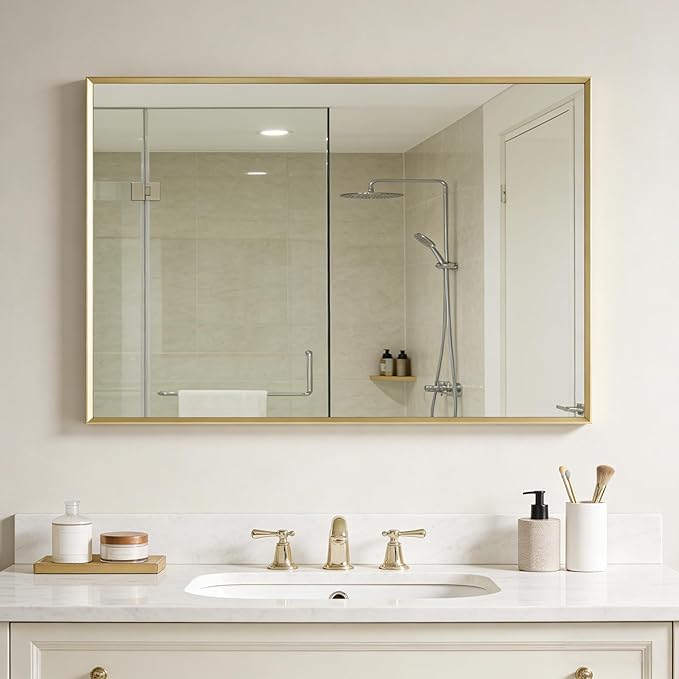 BOMINICA Brushed Gold Bathroom Mirror