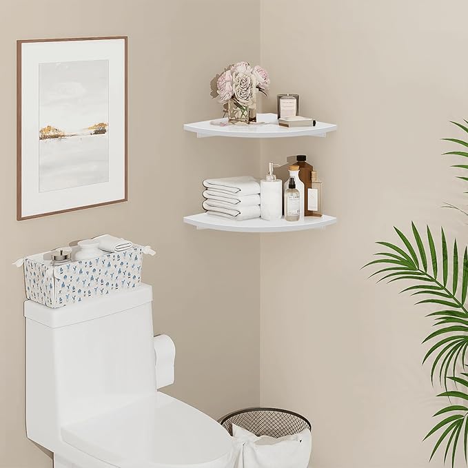 Homode Corner Wall Shelf, 12 in Wide Rounded Corner Shelf Floating