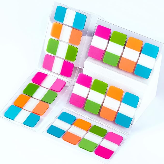 Golcellia 480 Pieces Sticky Tabs Transparent Sticky Notes, Colored Page Markers for Bookmarks, Writable and Repositionable Index Annotation Tabs