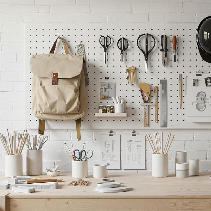 Peg Board, 4 Pack Metal Pegboard Panels White Pegboards Wall Organizer
