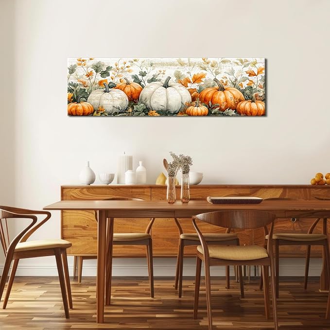 Pumpkin Canvas Wall Art Fall Picture Botanical Wall Decor