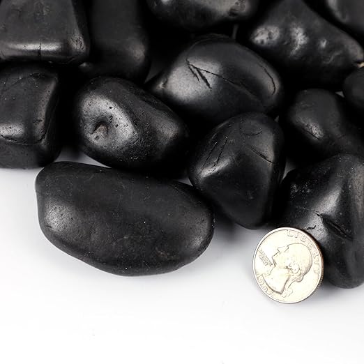 20LB Black River Rocks for Vases 3/4-1 5/8Inch River Stones Decorative Rocks for Plants Indoor Pebbles for Crafts Decorative Stones Gravels Rocks for Plants Outdoor