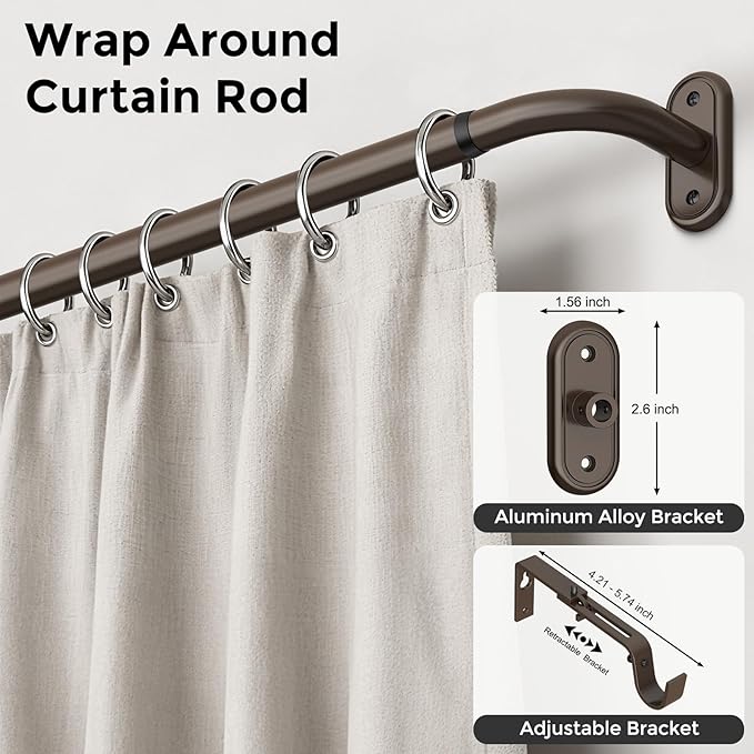 Curtain Rods 32-46 Inch, Bronze Wrap Around Blackout Curtain Rods
