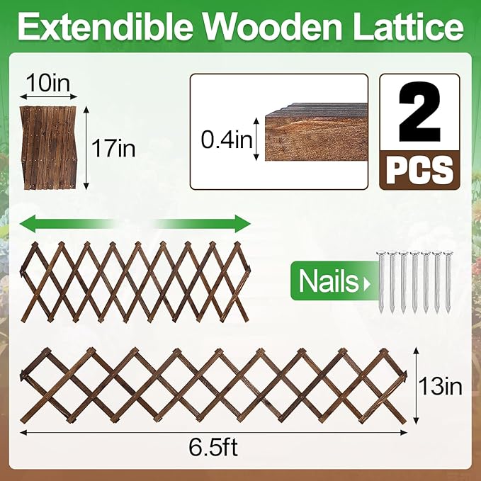 2Packs 13x78in Expandable Wood Wall Trellis