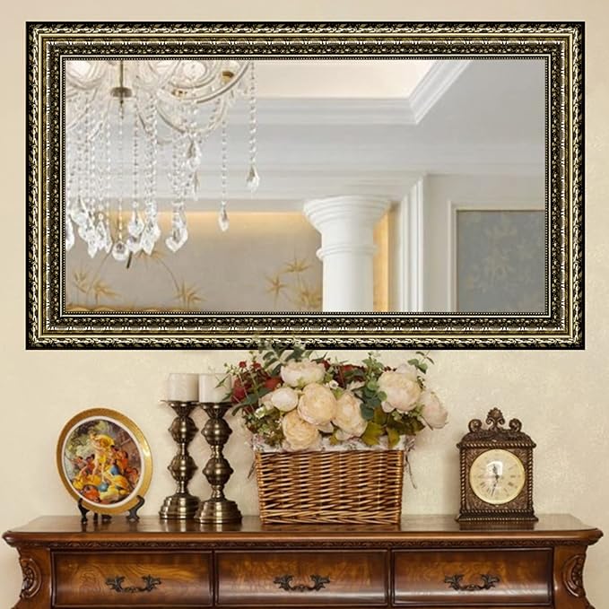 Black&Gold Framed Rectangle Bathroom Mirrors