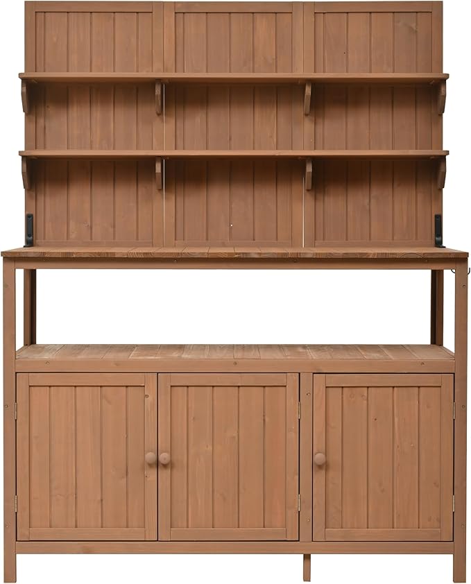 Christopher Knight Home Belfast 50.20" W Outdoor Potting Bench Table, Fir Wood Potting Table, Large Gardening Workstation with Storage Shelf, Ample Space Garden Tools Organizer for Backyard, Natural