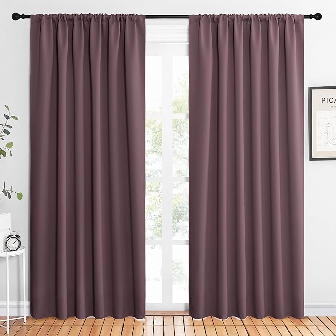 NICETOWN 2 Panels Blackout Curtains, Rod Pocket Thermal Insulated Drapes 84