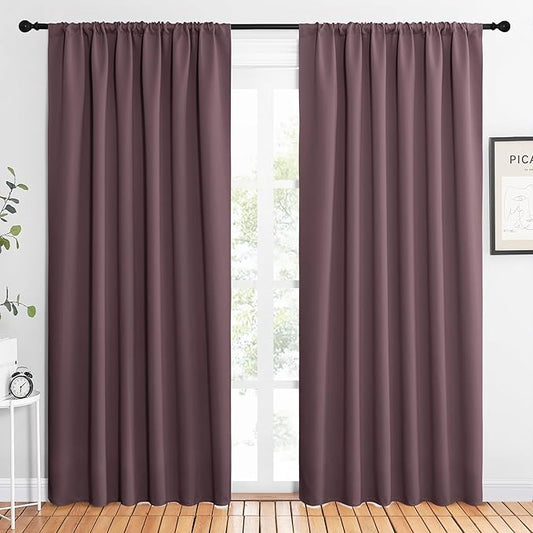 NICETOWN 2 Panels Blackout Curtains, Rod Pocket Thermal Insulated Drapes 84