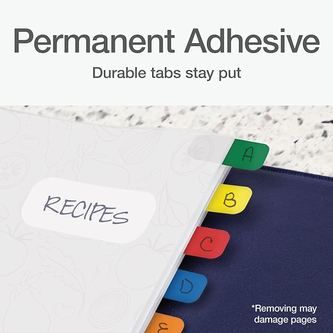Redi-Tag Write-On Tabs, Permanent Adhesive Index Tabs, Assorted Primary Colors: Yellow, Orange, Red, Blue and Green, 1" x 7/16", 130 Pack (1009302)