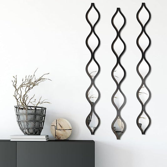 Yulejo 3 Pcs Acrylic Teardrop Mirror Decor Narrow Wall Decor Boho Vintage Wall