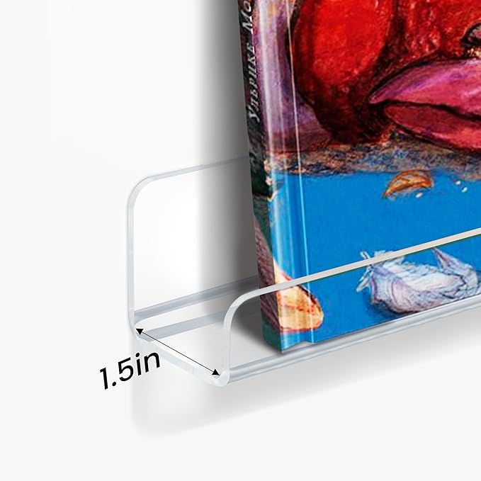 upsimples 10 Pack Clear Acrylic Shelves, 1.7" x12" Clear Wall Shelves