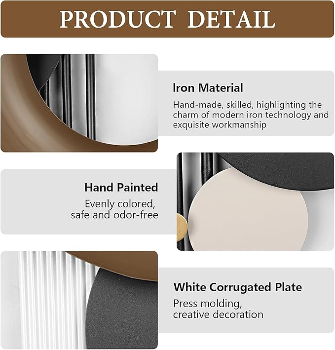 HEBOIX Large Metal Wall Decor Modern Metal Wall Art 3D Wall Sculptures Handmade