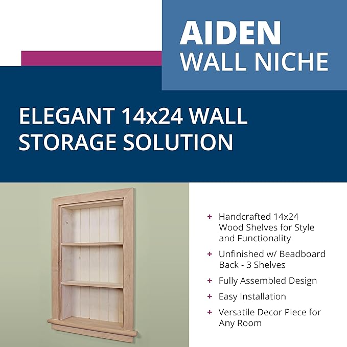 14x24 Aiden Recessed Wall Niche Medicine Cabinet Replacement, in The Wall