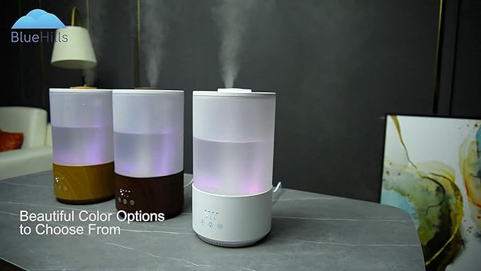BlueHills Premium 4000 ml Tall Essential Oil Diffuser 4L 4 Liter 50 Hour Run with Remote Timer Aroma Humidifier 1 Gallon Big Capacity High Mist Output for Large Room Huge Size Mood Lights White T401