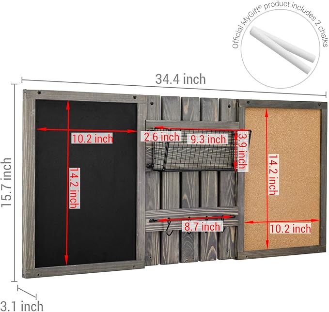 MyGift 3 Panel Wall Mounted Entryway Bulletin Board Combo Set