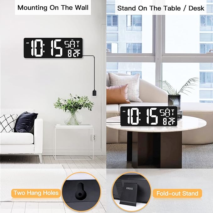 XREXS Large Digital Wall Clock