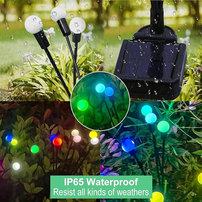 Solar Garden Lights Outdoor, 2 Pack 16 LED Solar Firefly Lights Waterproof, Sway by Wind, Swaying Light for Yard Patio Backyard Garden Planter Flower Bed Pathway Outdoor Decoration (Multicolor)