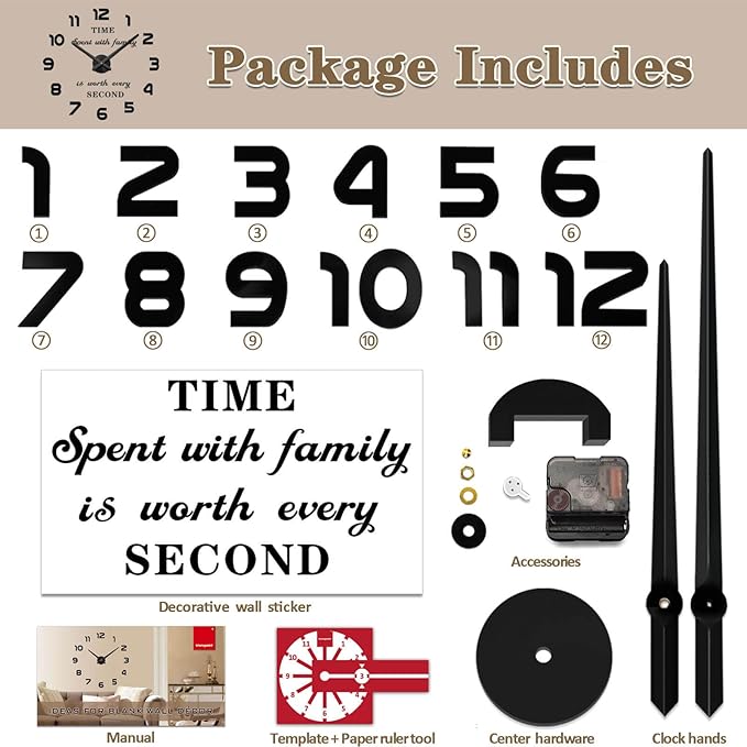 VANGOLD Large Wall Clocks for Living Room Decor, Decorative Wall Clocks Battery
