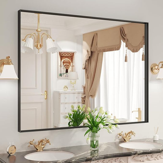 LOAAO Black Bathroom Mirror 48"X30"