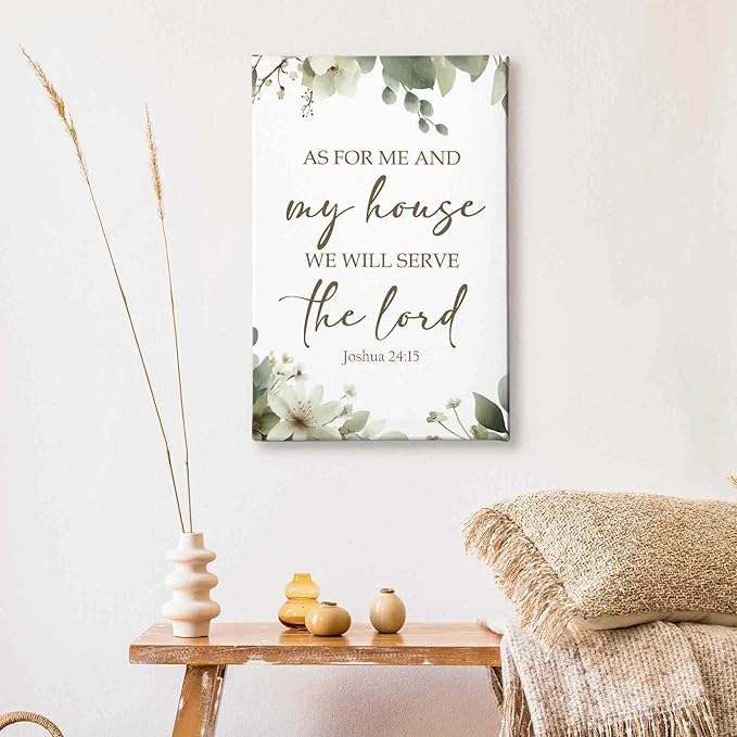 HIWX Christian Wall Decor, as for Me and My House Bible Verses Sage Green
