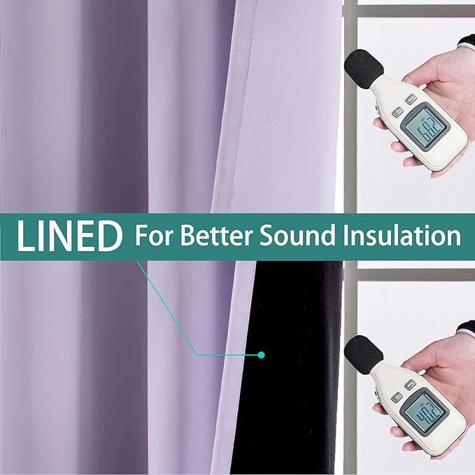 Yakamok 100% Blackout Thermal Insulated Grommet Curtains, Noise Reducing
