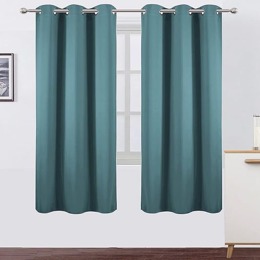LEMOMO Sea Teal Thermal Blackout Curtains/42 x 72 Inch/Set of 2 Panels Room