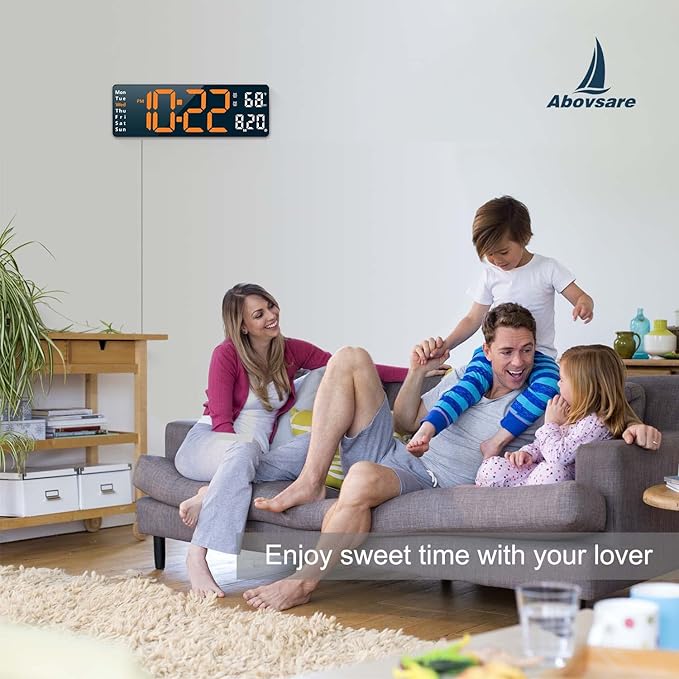Abovsare Digital Wall Clock for Living Room Decor, Desk Alarm Clock for Bedroom